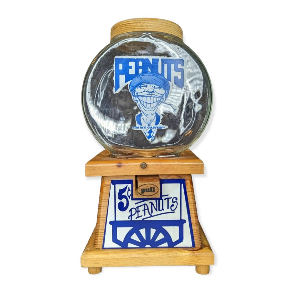 Vintage Jimmy Carter Wooden Peanut Dispenser